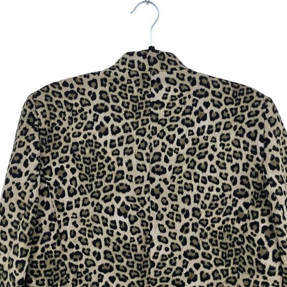 Evan-Picone Black Label Sigle Breasted Blazer 10 Green Animal Cheetah Collarless - Picture 8 of 10
